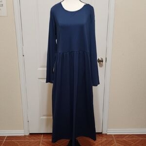 Elegant Navy Blue Long Sleeve Dress